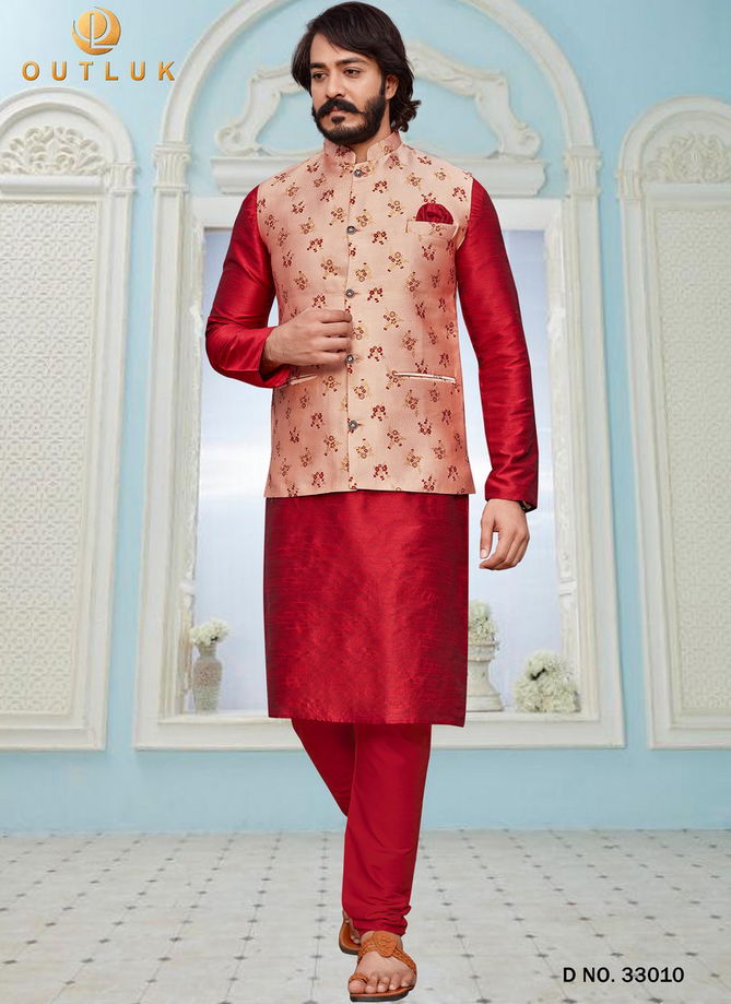 Outluk Vol 33 Festive Wear Wholesale Kurta Pajama With Jacket Mens Collection